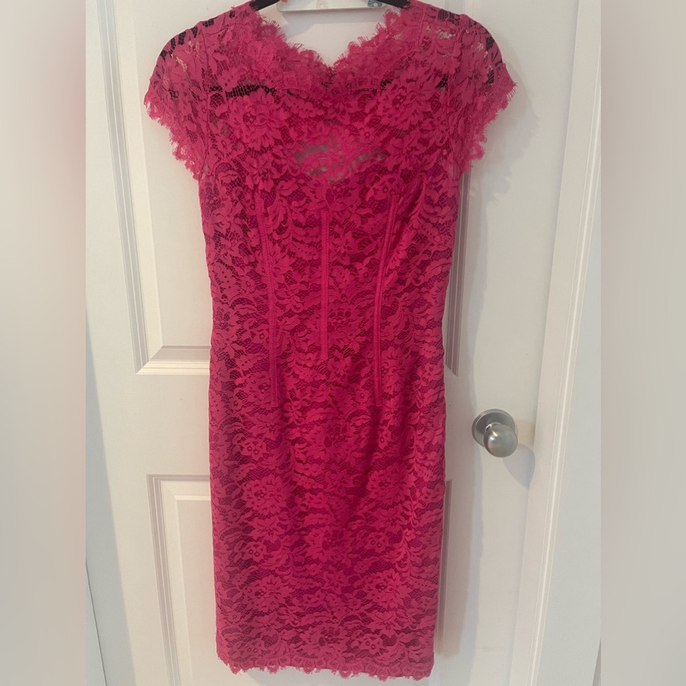 Monique Lhuillier pink lace dress